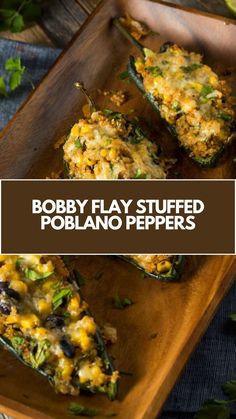 Bobby Flay  Stuffed Poblano Peppers recipe is made with fresh poblano peppers, olive oil, onion, garlic, lean  ground beef, chili powder, cumin, salt, black pepper, Cheddar cheese, Monterey Jack cheese, and enchilada sauce the total time needed is 100 minutes and it serves 4 people.Cheddar cheese Stuffed Poblanos With Beef, How To Prepare Poblano Peppers, Beef Stuffed Poblano Peppers, Ground Beef Poblano Pepper Recipes, Poblano Pepper Recipes Vegetarian, Poblano Chili Recipes, Mexican Poblano Pepper Recipes, Stuffed Poblano Peppers Recipe, Brisket Stuffed Poblano Peppers