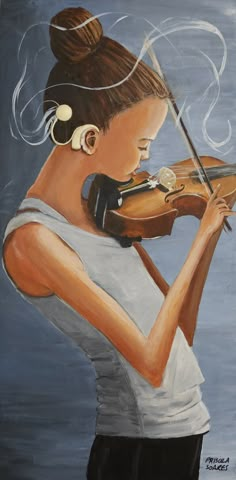 a painting of a woman playing the violin