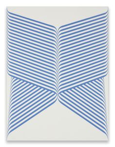 an abstract blue and white painting with wavy lines