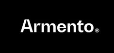 the word armento on a black background