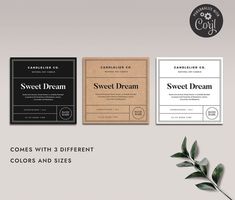 three different types of business cards with the words sweet dream, sweet dream and sweet dreams