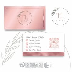 the business card is designed to look like an elegant rose gold foil with leaves on it