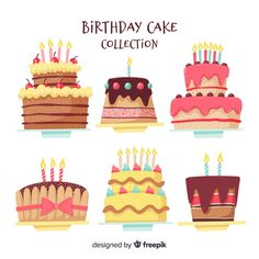 birthday cake collection in flat design