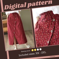 the sewing pattern for this skirt is easy to sew and has buttons on each side