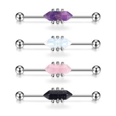 PRICES MAY VARY. ❤Industrial Piercing Jewelry: 4pcs gemstone barbell in a set, as the picture shows, includ amethyst, blue sandstone, opalite, and rose quartz, more choices for everyday wear. Externally threaded design, easy to insert and take off. ❤Quality Material: Industrial earrings made of 316L stainless steel, Amethyst, Blue Sandstone, Opalite and Rose Quartz, durable and hypoallergenic, completely non-corrosive, lead and nickel free, safe for sensitive skin. High polished surface, prevent Helix Piercing Earrings, Industrial Bar Piercing, Cartilage Helix Piercing, Industrial Earrings, Piercing Bar, Industrial Piercing Jewelry, Cartilage Jewelry, Piercing Jewellery, Industrial Jewelry