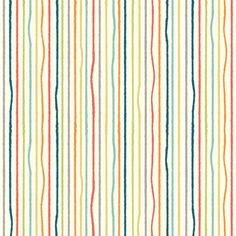 a multicolored striped wallpaper pattern with vertical lines on the top and bottom