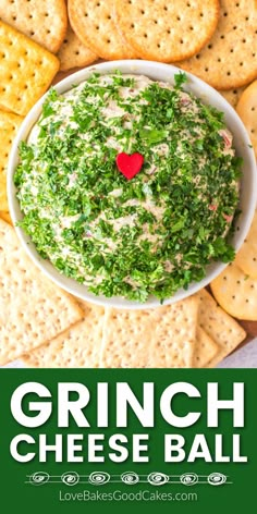 Grinch Cheese Ball Baked Appetizer Recipes, Baked Appetizers, Pesto Cheese, Christmas Cheese, Holiday Party Foods