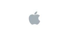 an apple logo is shown on the side of a white background with gray letters that read,