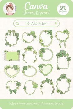 a set of st patrick's day frames and shamrocks