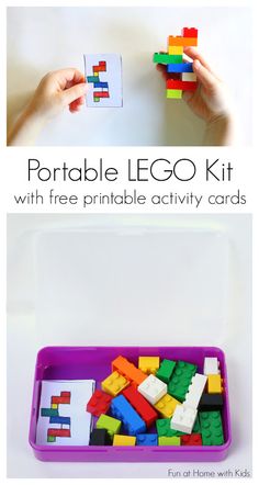 the printable lego kit with free printable activity cards for kids to play with