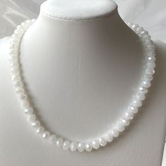 Gorgeous 8mm White Ab Crystal Necklace 16-18 Inches Elegant White Round Crystal Necklaces, Elegant White Round Crystal Necklace, White Faceted Bead Round Necklaces, White Round Necklaces With Faceted Beads, Adjustable White Crystal Necklace With Faceted Beads, White Single Strand Crystal Necklaces With Round Beads, White Single Strand Crystal Necklace With Round Beads, White Crystal Necklace With Faceted Beads And Adjustable Fit, Elegant White Crystal Necklaces With Round Beads