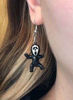 Plastic baby Ghostface earrings, hand painted! Super light weight, cute and fun way to wear the iconic Scream character. Ghostface Earrings, Tiny Plastic Babies, Scream Characters, King Cake Baby, Scream Ghostface, Diy Crafts For Teens, Plastic Babies, King Cake, Baby Crafts