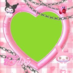 a heart shaped frame with chains around it