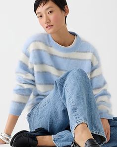 Women's Sweaters | J.Crew Best Sweaters, Cable Knit Vest, Sweater For Women, Over 50 Womens Fashion, Women's Sweaters, Cool Sweaters, Striped Sweater, Crewneck Sweater, Stripe Print