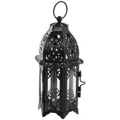 an ornate black lantern on a white background