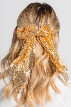 Sequin bow gold - Trendy hair bow - Cute Hair Accessories at Lush Fashion Lounge Boutique in Oklahoma City New Years Accessories, Nye Accessories, Hi Lights, Nye Outfits, Sequin Bow, Women's Boutique, Oklahoma City, Ladies Boutique, New Year's