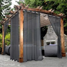 PRICES MAY VARY. WHAT'S IN THE PACKAGE: Each set includes 2 outdoor sheer curtains. Each panels measures 54 wide by 120 inch long and finished with 8 rustproof grommets with 1.6 inch diameter that fits well with standard curtain rods, making them easy to install and move along the pole. PREMIUM SHEER FABRIC: BONZER waterproof outdoor patio curtains are crafted from 100% polyester fabric in a certified STANDARD 100 by OEKO TEX factory. The outdoor sheer drapes made of linen look fabric add more r Outside Curtains, Curtains For Patio, Porch Pergola, Outdoor Curtains For Patio, Pergola Curtains, Bedroom Porch, Patio Curtains, Voile Curtains, Sheer Curtain Panels