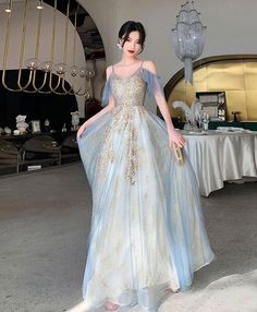 Gaun Abad Pertengahan, Lace Long Prom Dress, Tulle Party Dress, Blue Evening Gowns, Green Tulle, Tulle Skirts, 파티 드레스, Long Prom Gowns, Lace Formal Dress