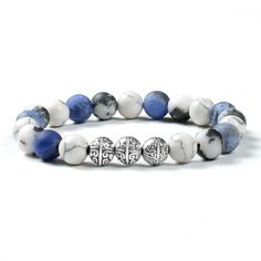 PRICES MAY VARY. ♚【Stylish Bracelet】hand made bracelet is made of natural gemstones that look beautiful and eye-catching. This gemstone bracelet fits a normal wrist. small size fits for 6.2-6.7 inch. ♚【Triple protection】Blue stone: Blue is a color that represents fortune, intelligence, and morality. The blue stones have a special charm that can heal you on all levels—physically, emotionally, and mentally. This gem frequently conjures up images of the crystal-clear seas seen in tropical locations Friendship Bracelets With 8mm Round Beads As Gift, Friendship Bracelets With 8mm Round Beads, Round Friendship Bracelet With 8mm Beads, Adjustable Evil Eye Bracelet With Gemstone Beads, Adjustable Wristband With Round Natural Stones, Round Friendship Bracelets With 8mm Beads As Gift, Adjustable Round Friendship Bracelets, Casual Round Beaded Bracelets With Natural Stones, Casual 8mm Round Beads Jewelry