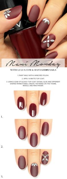 Cute Fall Nails - Matte Burgundy Nail Tutorial #hannahroxnails #mattepolish #easynailart - bellashoot.com Cute Fall Nails, Blush Pink Nails, Mani Monday, Matte Nail Art, Cute Nails For Fall, Nail Tutorial, Blush Nails