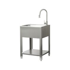 Presenza offers a unique line of premium grade stainless steel sinks. This elegant utility sink station is designed to transform the style and function of your laundry room, workshop, or garage. It features a deep stainless steel sink that can handle just about all domestic cleaning tasks and makes an excellent pet wash station. The farmhouse style stainless steel stand with an integrated shelf provides a convenient space for storing and organizing your cleaning supplies. The single lever handle faucet makes it easy to adjust the water temperature and pressure with one hand. The pull down faucet sprayer head is especially handy in filling pails or washing difficult to clean items. Presenza 24.1-in x 21.3-in 1-Basin Brushed Steel Drop-In Utility Tub with Faucet Stainless Steel | 78770 Pet Wash Station, Sink Station, Stainless Steel Utility Sink, Wash Station, Utility Cabinets, Domestic Cleaning, Cleaning Tasks, Stainless Steel Sink, Laundry Sink