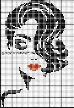 a cross stitch pattern with a woman's face