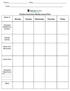 a blank lesson plan is shown in this printable template for students to learn how to use