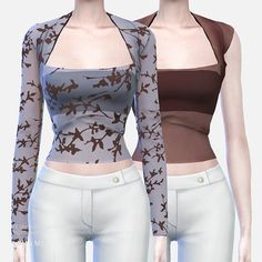 two women wearing white pants and brown tops