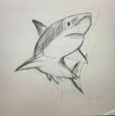 a drawing of a shark with its mouth open