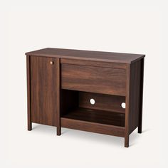 the sideboard is made out of wood and has two compartments for storing items or other things