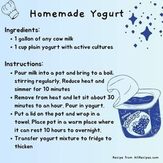 a recipe for homemade yogurt with instructions