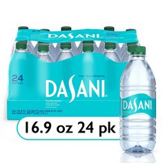 six bottles of daani water are on display