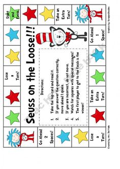 the cat in the hat board game is shown with stars on it and an empty space for