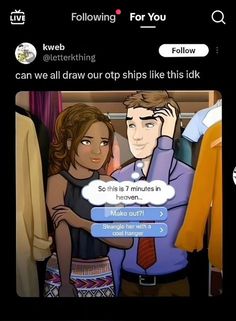 an image of a man and woman on their cell phones with the caption'i can we draw our own ships like this talk