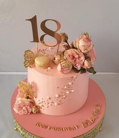 Cake For Debut Birthday, 18th Girls Birthday Cake, Cake Design For 18th Birthday, Cakes For 19th Birthday Girl, Birthday Cake For Women 18th, Bday Cake For Girl, Big Cake Design, Simple 18th Birthday Cake Ideas, Debut Cake 18th Simple