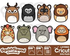 an image of cute animal heads clipart for scrapbooking and other design projects