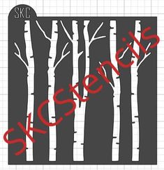 the silhouettes of trees are shown in red and black, with text that reads ske