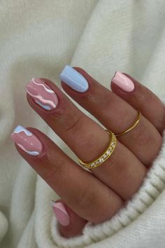 Unghie Sfumate, Hubba Bubba, Spring Acrylic Nails, Short Square Nails, Simple Gel Nails, Cute Acrylic Nail Designs, Short Square Acrylic Nails, Cute Gel Nails, Acrylic Nails Coffin Short