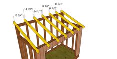 an image of a wooden structure with measurements