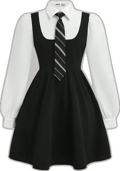 Preppy Uniform, Long Sleeve Collared Dress, Dress With Tie, Inspiration Mode, Black Long Sleeve, All Fashion, Back To School, Girls Dresses, Latest Trends