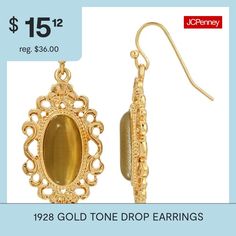 Bead Type: Acrylic, GlassEarring Back: French WireMetal Color: Gold ToneEarring Length: 1 1/2 InchEarring Width: 1/2 InchCare: Wipe CleanEarrings Style: Drop EarringsMetal: AlloyCountry of Origin: Imported Cats Eye Stone, French Wire, Earrings Drop, Elegant Accessories, Earrings Color, Gold Tones, Drop Earrings, Beads, Gold