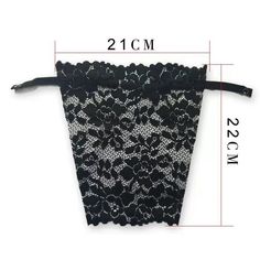 an image of a black lace garter with measurements