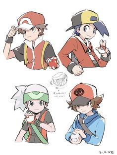 four different poses of pokemon characters