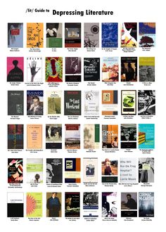 a large poster with many different types of books on the front and back cover, all in