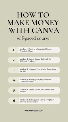 how to make money with canva self - paced course