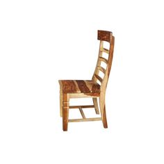 a wooden chair sitting on top of a white background