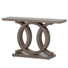 an art deco console table with two circles on the top and one circle at the base