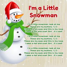 a christmas song with a snowman wearing a santa hat and scarf