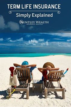 two people sitting in chairs on the beach with text overlay that reads term life insurance simply explain