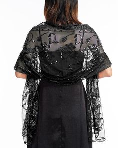 PRICES MAY VARY. Material: The dressy shawls and wraps for evening wear are super soft, comfortable, and lightweight. This see-through lace Sequin shawl is a gorgeous accessory for spring, summer, winter, and fall from day to night. Design: The vintage 1920s wrap for women is designed with sequin flower trim and scallop edge detail. A lovely lightweight scarf that makes a great gift for Valentine's Day, stuffer for Christmas, Thanksgiving, New Year, Mother's Day, Birthday, Graduation, or other s 1920s Scarf, Shawl Outfit, Sparkly Scarf, Special Event Outfit, Bridesmaid Shawl, Sequin Flower, Clothes Wishlist, Evening Shawls, Sequin Wedding